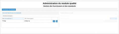 Liste des fournisseurs de standards