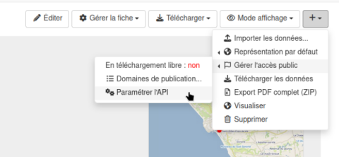 Accès au menu de paramétrage de l'API